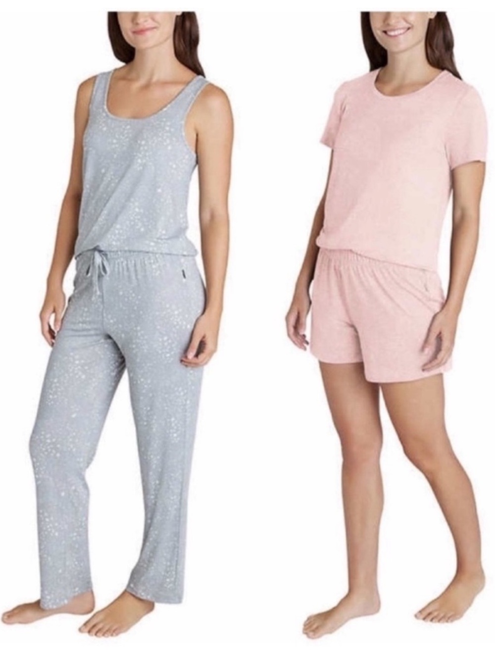 NWT Eddie Bauer Ladies 4-Piece Pajama Set GRAY PINK - size M comfy loungewear